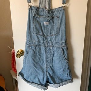 Levi's Blue Jean Shorts Overalls
